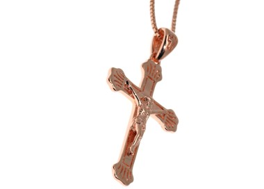 NSA|rose gold plated 925 silver lily cross necklace crucifix 45 50 60 cm