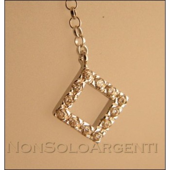 NSA|all 925 silver necklace, long pendant with zircons, rhombuses, rhombuses for women