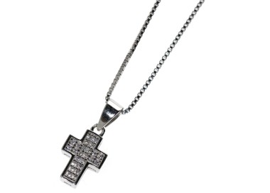 NSA|925 silver cross necklace with small white zircons for women
