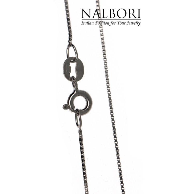 NSA|925 silver necklace, rhodium-plated diamond Venetian chain mod. thickness 0.6mm ND12