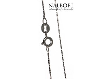 NSA|Collana argento 925 catenina veneziana diamantata rodiata mod. spessore 0,6mm ND12