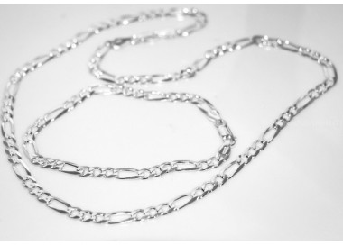 NSA|ARGENTO 925 : Collana e Bracciale uomo catena figaro 5 mm modello 3 + 1 sbiancata e piena