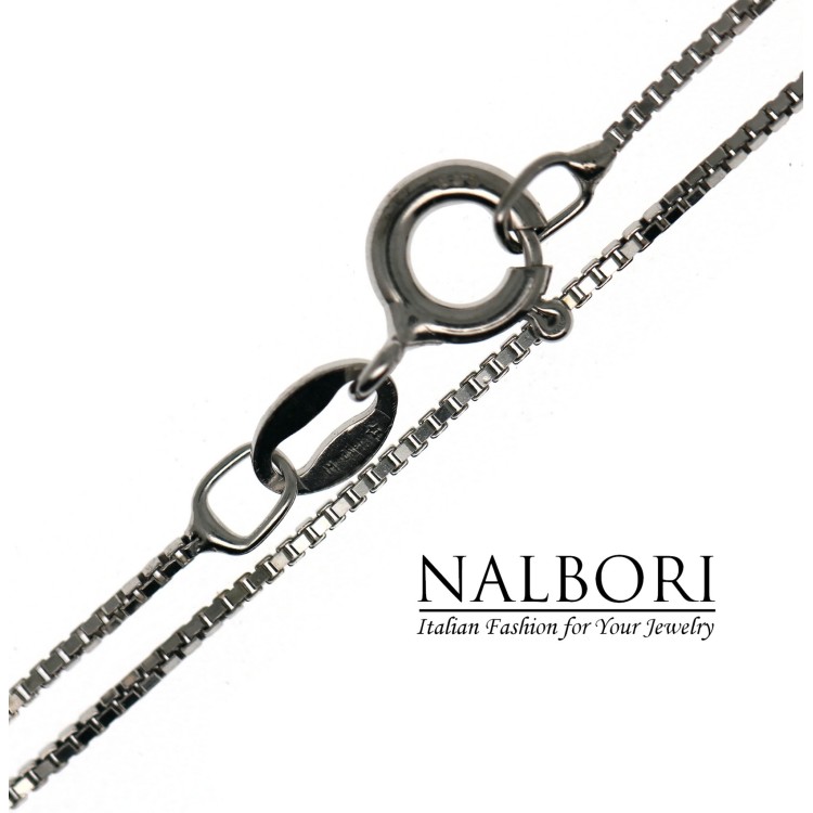 NSA|925 silver necklace, rhodium-plated diamond Venetian chain, thickness 0.8mm ND15