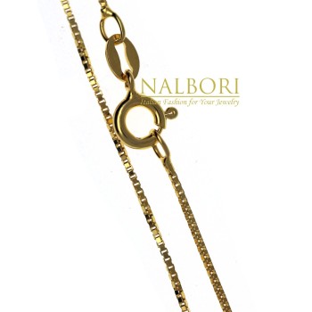 NSA|Collana argento 925 catenina veneziana diamantata placcata oro giallo  spessore 0,8mm ND15