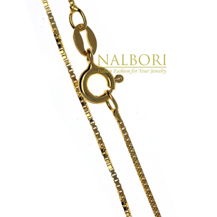 NSA|925 silver necklace, yellow gold plated diamond Venetian chain, thickness 0.8mm ND15