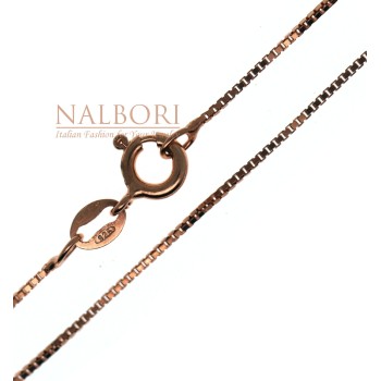 NSA|925 silver necklace, rose gold plated diamond Venetian chain, thickness 0.8mm ND15