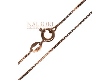 NSA|Collana argento 925 catenina veneziana diamantata placcata oro rosa spessore 0,8mm ND15
