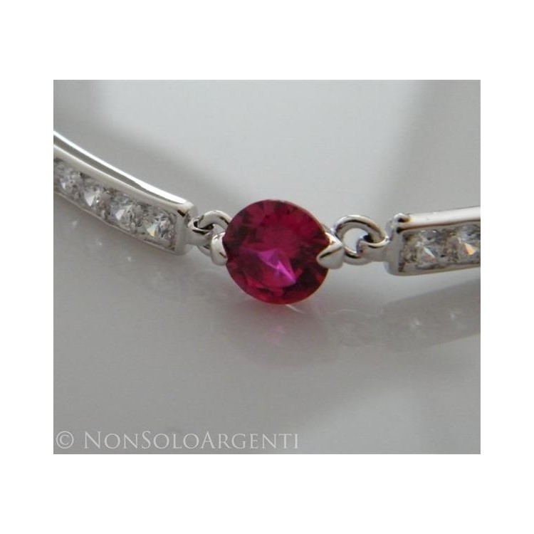 NSA|Bracciale semirigido tennis zircone magenta e bianchi ottone rodiato 18kgf donna