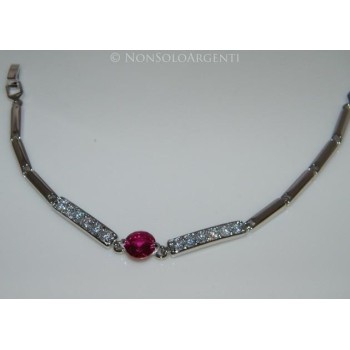 NSA|Bracciale semirigido tennis zircone magenta e bianchi ottone rodiato 18kgf donna
