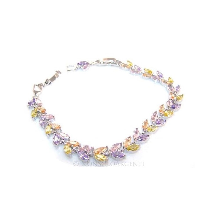 NSA|Bracciale Braccialetto donna navette colorate ottone Laminato ORO 750 18kt