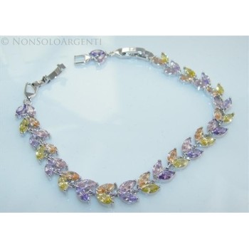 NSA|Women's tennis bracelet colored shuttles pastel colors rhodium-plated brass 18kgf