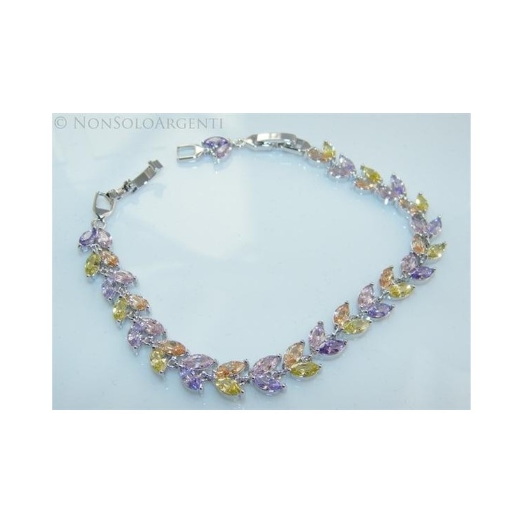 NSA|Women's tennis bracelet colored shuttles pastel colors rhodium-plated brass 18kgf