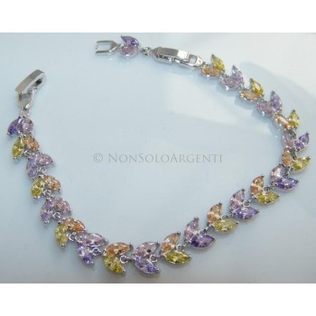 NSA|Bracciale tennis donna navette colorate colori pastello ottone rodiato 18kgf