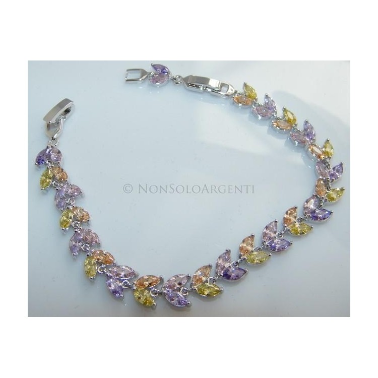 NSA|Bracciale tennis donna navette colorate colori pastello ottone rodiato 18kgf