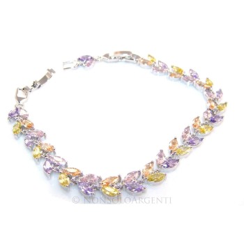 NSA|Women's tennis bracelet colored shuttles pastel colors rhodium-plated brass 18kgf