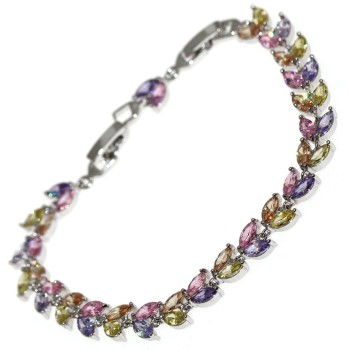 NSA|Bracciale tennis donna navette colorate colori pastello ottone rodiato 18kgf