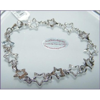 NSA|Argento 925 : Bracciale rodiato con stelli lisce e satinate