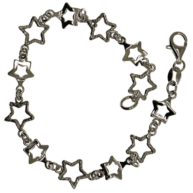 NSA|925 silver bracelet with smooth and satin stars for women