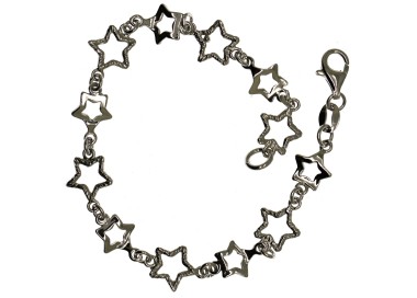NSA|Bracciale argento 925 con stelle stelline lisce e satinate donna
