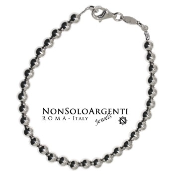 NSA|bracelet all silver 925 balls large spheres 5mm full 17 cm women