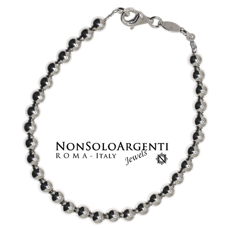NSA|bracelet all silver 925 balls large spheres 5mm full 17 cm women