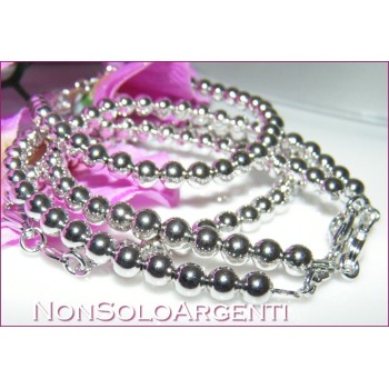NSA|bracciale tutto argento 925 palline sfere grandi 5mm piene 17 cm donna