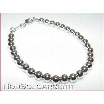 NSA|bracciale tutto argento 925 palline sfere grandi 5mm piene 17 cm donna