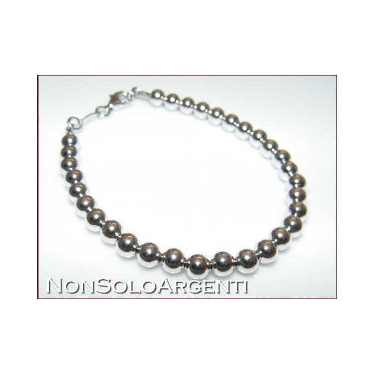 NSA|bracelet all silver 925 balls large spheres 5mm full 17 cm women