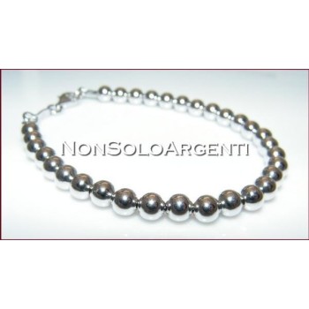 NSA|bracciale tutto argento 925 palline sfere grandi 5mm piene 17 cm donna