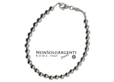 NSA|bracelet all silver 925 balls large spheres 5mm full 17 cm women