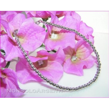 NSA|925 silver bracelet, 3mm solid balls, various sizes, anklet