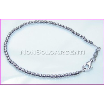 NSA|925 silver bracelet, 3mm solid balls, various sizes, anklet
