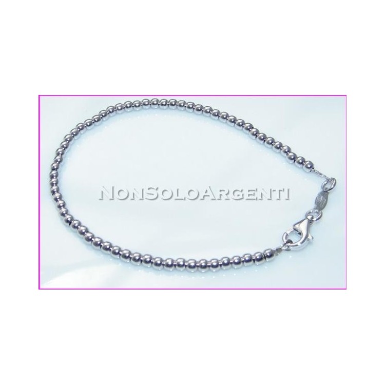 NSA|925 silver bracelet, 3mm solid balls, various sizes, anklet