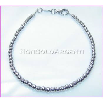 NSA|925 silver bracelet, 3mm solid balls, various sizes, anklet