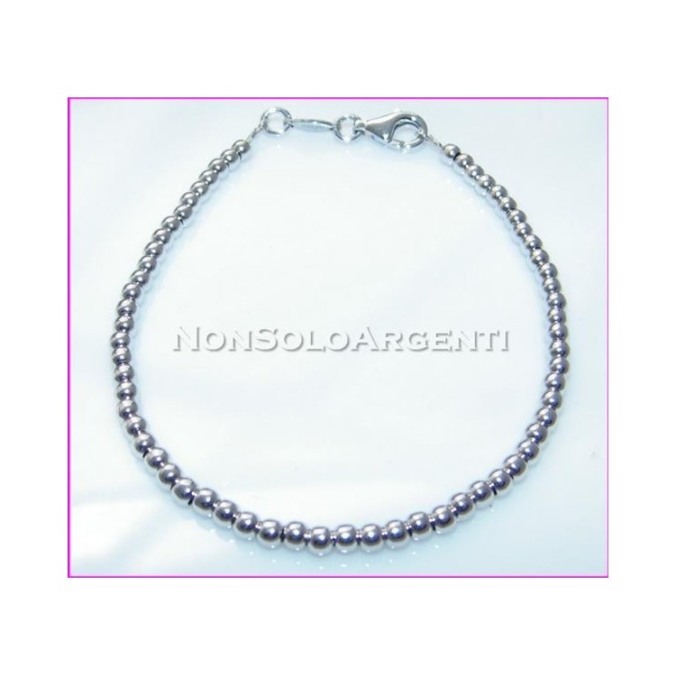 NSA|925 silver bracelet, 3mm solid balls, various sizes, anklet