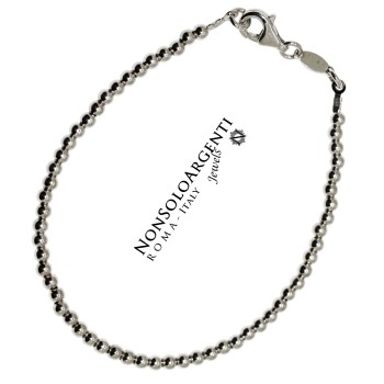 NSA|925 silver bracelet, 3mm solid balls, various sizes, anklet