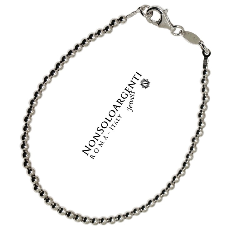 NSA|925 silver bracelet, 3mm solid balls, various sizes, anklet