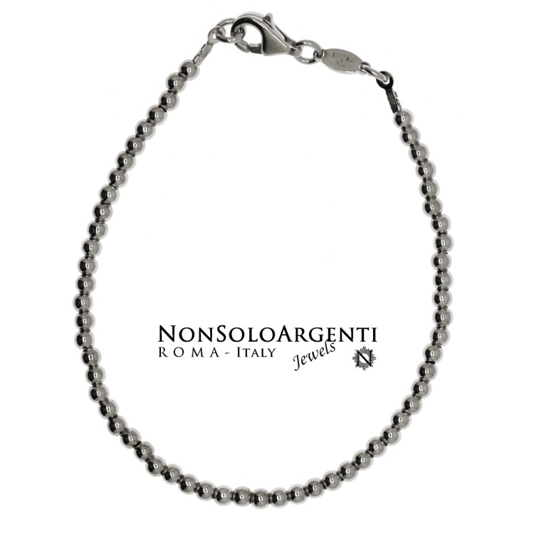 NSA|bracciale argento 925 sfere palline ball 3mm piene varie misure cavigliera