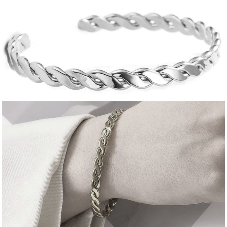 NSA|Hypoallergenic steel braided open rigid braided bracelet for women sale