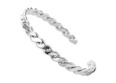 NSA|bracciale acciaio anallergico treccia treccina aperto rigido schiava donna NonSoloArgenti offerte