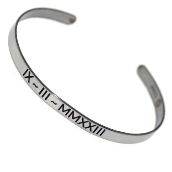 NSA|5mm men's rigid steel bracelet with coordinated laser engraving