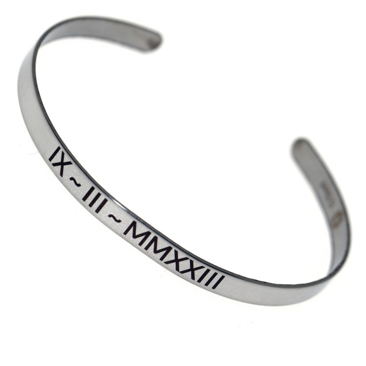 NSA|5mm men's rigid steel bracelet with coordinated laser engraving