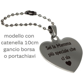 NSA|bag pendant, key ring, personalized written steel heart necklace