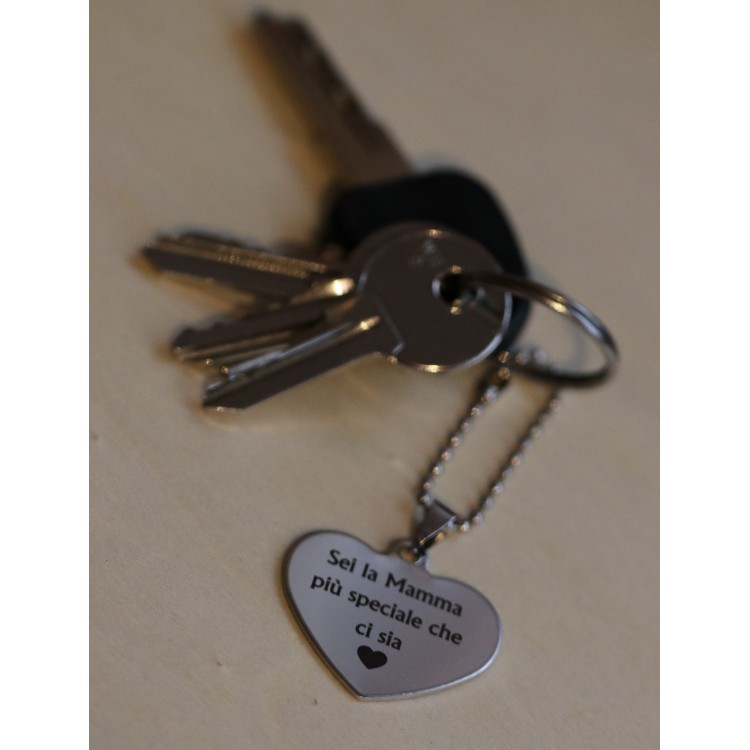 NonSoloArgenti |bag pendant, key ring, personalized written steel heart necklace