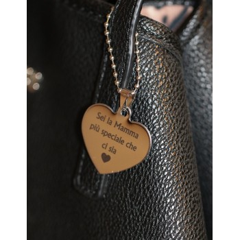 NonSoloArgenti |bag pendant, key ring, personalized written steel heart necklace