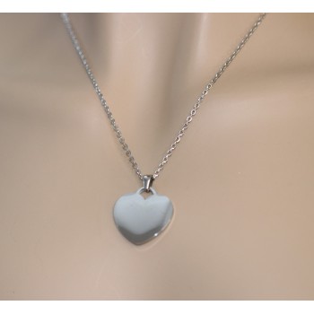 NSA|steel heart necklace personalized engraving mm25x25 chain 50 cm women