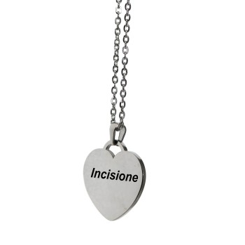 NSA|steel heart necklace personalized engraving mm25x25 chain 50 cm women