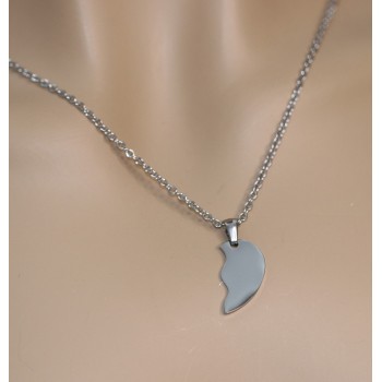 NonSoloArgenti |pair of his and hers broken heart necklaces 2 complete necklaces with free engraving steel