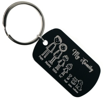 NSA|personalized black family key ring gift mum dad engraving figures names NonSoloArgenti Rome Italy