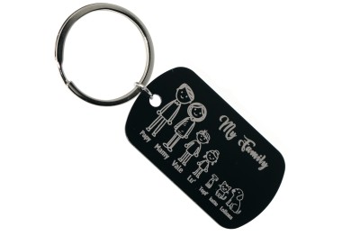 NSA|personalized black family key ring gift mum dad engraving figures names NonSoloArgenti Rome Italy